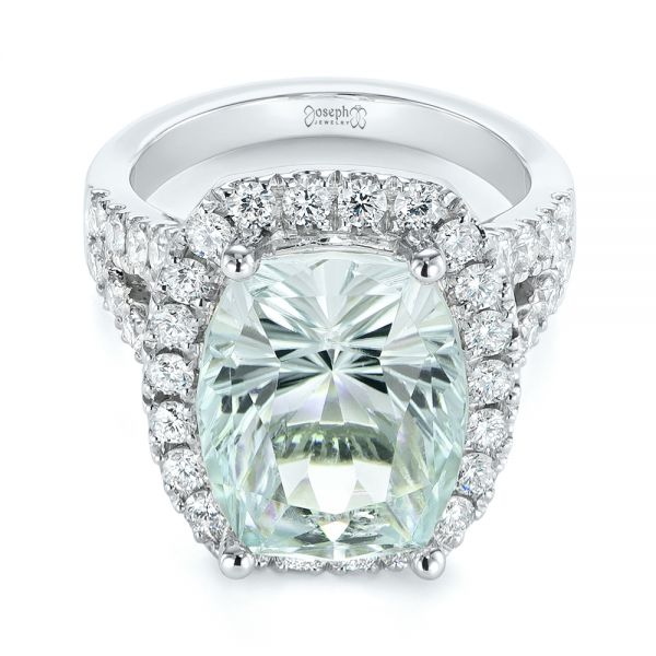Custom Aquamarine And Diamond Fashion Ring - Flat View -  104053