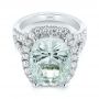  Platinum Platinum Custom Aquamarine And Diamond Fashion Ring - Flat View -  104053 - Thumbnail