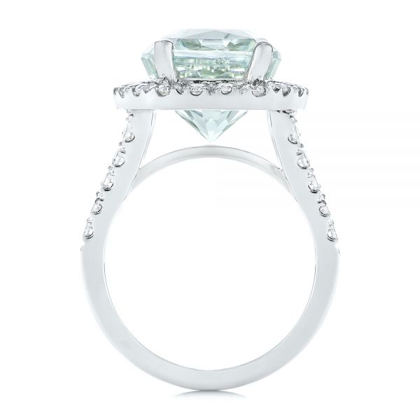 14k White Gold 14k White Gold Custom Aquamarine And Diamond Fashion Ring - Front View - 104053