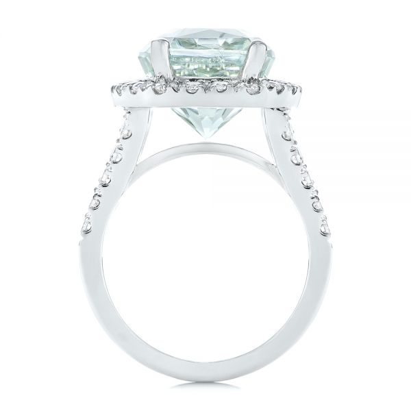 14k White Gold 14k White Gold Custom Aquamarine And Diamond Fashion Ring - Front View -  104053