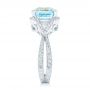 14k White Gold Custom Aquamarine And Diamond Fashion Ring - Side View -  102859 - Thumbnail