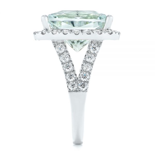 Custom Aquamarine And Diamond Fashion Ring - Side View -  104053