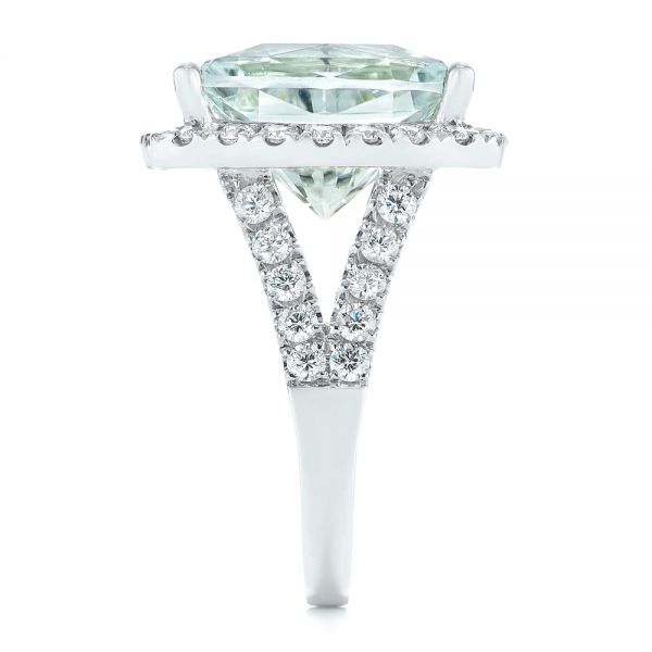 14k White Gold 14k White Gold Custom Aquamarine And Diamond Fashion Ring - Side View - 104053