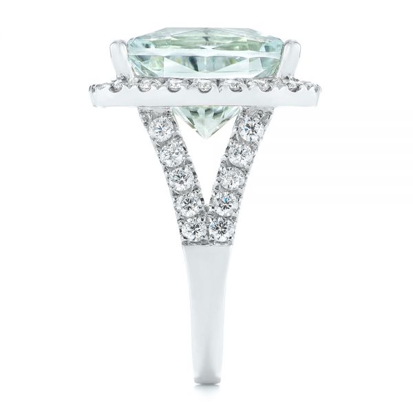 18k White Gold 18k White Gold Custom Aquamarine And Diamond Fashion Ring - Side View -  104053