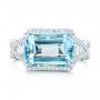 14k White Gold Custom Aquamarine And Diamond Fashion Ring - Top View -  102859 - Thumbnail