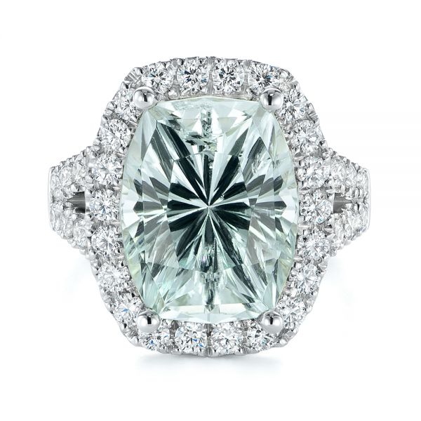 Custom Aquamarine And Diamond Fashion Ring - Top View -  104053
