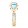 18k Yellow Gold 18k Yellow Gold Custom Aquamarine And Diamond Fashion Ring - Side View -  102859 - Thumbnail