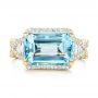 18k Yellow Gold 18k Yellow Gold Custom Aquamarine And Diamond Fashion Ring - Top View -  102859 - Thumbnail