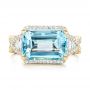 14k Yellow Gold 14k Yellow Gold Custom Aquamarine And Diamond Fashion Ring - Top View -  102859 - Thumbnail