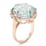 18k Rose Gold 18k Rose Gold Custom Aquamarine And Diamond Halo Fashion Ring - Three-Quarter View -  101686 - Thumbnail