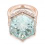 18k Rose Gold 18k Rose Gold Custom Aquamarine And Diamond Halo Fashion Ring - Flat View -  101686 - Thumbnail