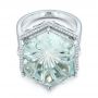  Platinum Platinum Custom Aquamarine And Diamond Halo Fashion Ring - Flat View -  101686 - Thumbnail
