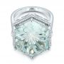 14k White Gold 14k White Gold Custom Aquamarine And Diamond Halo Fashion Ring - Flat View -  101686 - Thumbnail