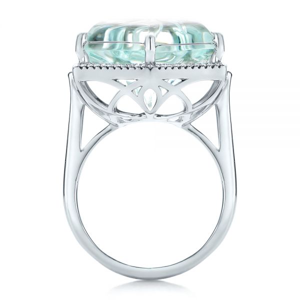  Platinum Platinum Custom Aquamarine And Diamond Halo Fashion Ring - Front View -  101686