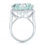 14k White Gold 14k White Gold Custom Aquamarine And Diamond Halo Fashion Ring - Front View -  101686 - Thumbnail