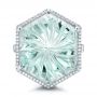 14k White Gold 14k White Gold Custom Aquamarine And Diamond Halo Fashion Ring - Top View -  101686 - Thumbnail