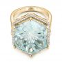 14k Yellow Gold 14k Yellow Gold Custom Aquamarine And Diamond Halo Fashion Ring - Flat View -  101686 - Thumbnail