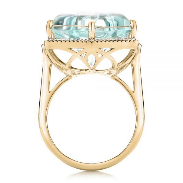 14k Yellow Gold 14k Yellow Gold Custom Aquamarine And Diamond Halo Fashion Ring - Front View -  101686
