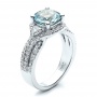  Platinum Custom Aquamarine And Diamond Ring - Three-Quarter View -  1445 - Thumbnail