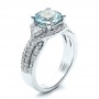  14K Gold 14K Gold Custom Aquamarine And Diamond Ring - Three-Quarter View -  1445 - Thumbnail