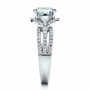  Platinum Custom Aquamarine And Diamond Ring - Side View -  1445 - Thumbnail