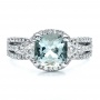  18K Gold 18K Gold Custom Aquamarine And Diamond Ring - Top View -  1445 - Thumbnail