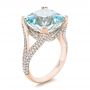 14k Rose Gold 14k Rose Gold Custom Aquamarine And Pave Diamond Ring - Three-Quarter View -  101982 - Thumbnail