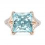 18k Rose Gold 18k Rose Gold Custom Aquamarine And Pave Diamond Ring - Top View -  101982 - Thumbnail