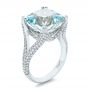 18k White Gold Custom Aquamarine And Pave Diamond Ring - Three-Quarter View -  101982 - Thumbnail