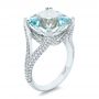 14k White Gold 14k White Gold Custom Aquamarine And Pave Diamond Ring - Three-Quarter View -  101982 - Thumbnail