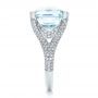  Platinum Platinum Custom Aquamarine And Pave Diamond Ring - Side View -  101982 - Thumbnail