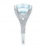 14k White Gold 14k White Gold Custom Aquamarine And Pave Diamond Ring - Side View -  101982 - Thumbnail