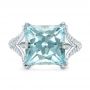 18k White Gold Custom Aquamarine And Pave Diamond Ring - Top View -  101982 - Thumbnail