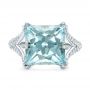 14k White Gold 14k White Gold Custom Aquamarine And Pave Diamond Ring - Top View -  101982 - Thumbnail