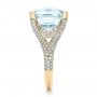 18k Yellow Gold 18k Yellow Gold Custom Aquamarine And Pave Diamond Ring - Side View -  101982 - Thumbnail