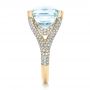 18k Yellow Gold 18k Yellow Gold Custom Aquamarine And Pave Diamond Ring - Side View -  101982 - Thumbnail