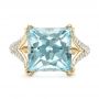18k Yellow Gold 18k Yellow Gold Custom Aquamarine And Pave Diamond Ring - Top View -  101982 - Thumbnail