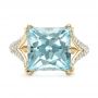 14k Yellow Gold 14k Yellow Gold Custom Aquamarine And Pave Diamond Ring - Top View -  101982 - Thumbnail