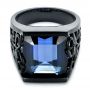  14K Gold Custom Black Ceramic Plated Sapphire Ruby And Diamond Fashion Ring - Flat View -  102847 - Thumbnail