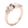 18k Rose Gold 18k Rose Gold Custom Blue Sapphire Opal And Diamond Ring - Three-Quarter View -  102075 - Thumbnail