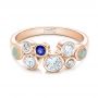 14k Rose Gold 14k Rose Gold Custom Blue Sapphire Opal And Diamond Ring - Flat View -  102075 - Thumbnail