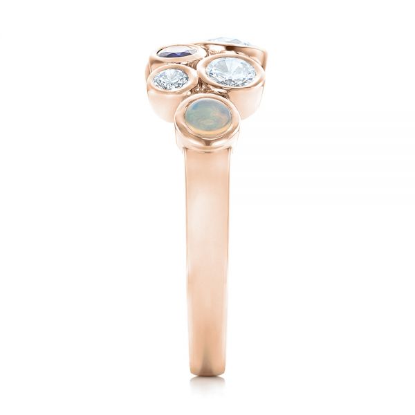 14k Rose Gold 14k Rose Gold Custom Blue Sapphire Opal And Diamond Ring - Side View -  102075