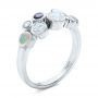 14k White Gold 14k White Gold Custom Blue Sapphire Opal And Diamond Ring - Three-Quarter View -  102075 - Thumbnail