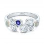 18k White Gold 18k White Gold Custom Blue Sapphire Opal And Diamond Ring - Flat View -  102075 - Thumbnail