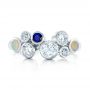  Platinum Custom Blue Sapphire Opal And Diamond Ring - Top View -  102075 - Thumbnail