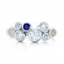 14k White Gold 14k White Gold Custom Blue Sapphire Opal And Diamond Ring - Top View -  102075 - Thumbnail