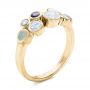 14k Yellow Gold 14k Yellow Gold Custom Blue Sapphire Opal And Diamond Ring - Three-Quarter View -  102075 - Thumbnail