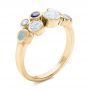 18k Yellow Gold 18k Yellow Gold Custom Blue Sapphire Opal And Diamond Ring - Three-Quarter View -  102075 - Thumbnail