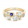 14k Yellow Gold 14k Yellow Gold Custom Blue Sapphire Opal And Diamond Ring - Flat View -  102075 - Thumbnail