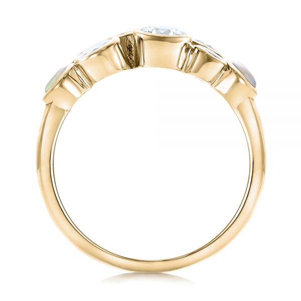 14k Yellow Gold 14k Yellow Gold Custom Blue Sapphire Opal And Diamond Ring - Front View - 102075